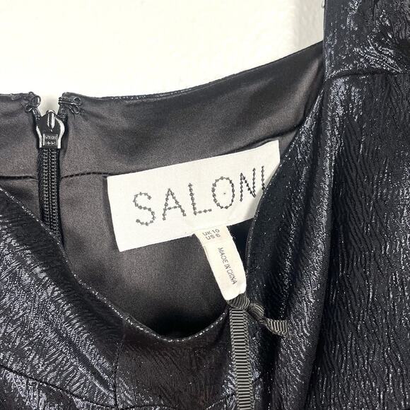 NWT Saloni Size 6 Rachel D Metallic Puff Sleeve Sweetheart Mini A-Line Dress - Picture 6 of 7